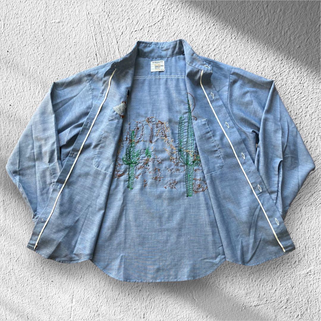 【極美品】70s BIG MAC 刺繍 シャンブレーシャツ バック刺繍 L相当