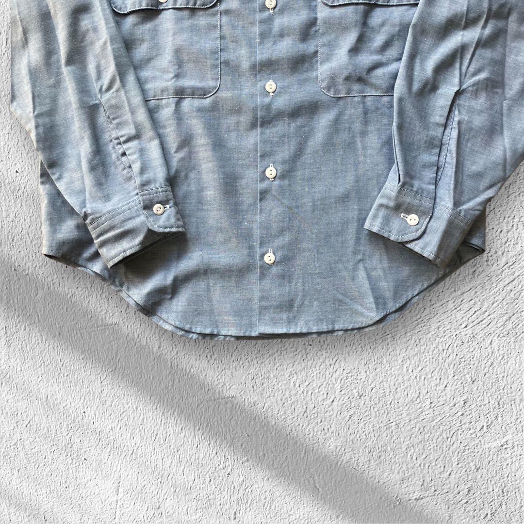 【極美品】70s BIG MAC 刺繍 シャンブレーシャツ バック刺繍 L相当