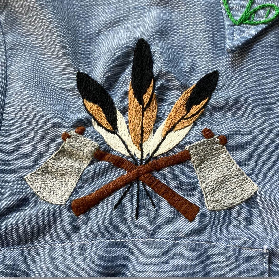 【極美品】70s BIG MAC 刺繍 シャンブレーシャツ バック刺繍 L相当