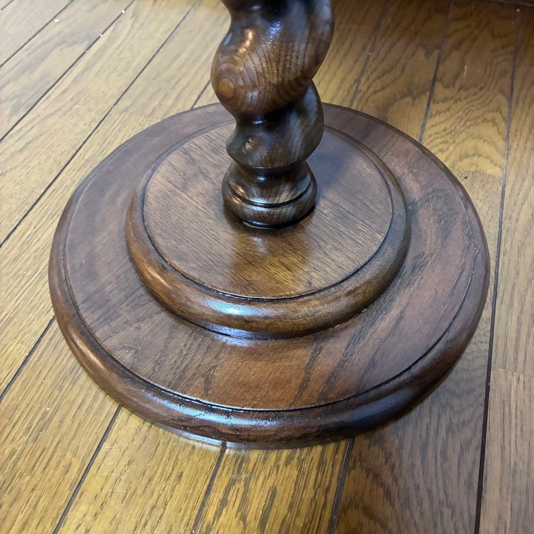 【未使用品】アンティーク調 花台 木製 イギリス 丸テーブル