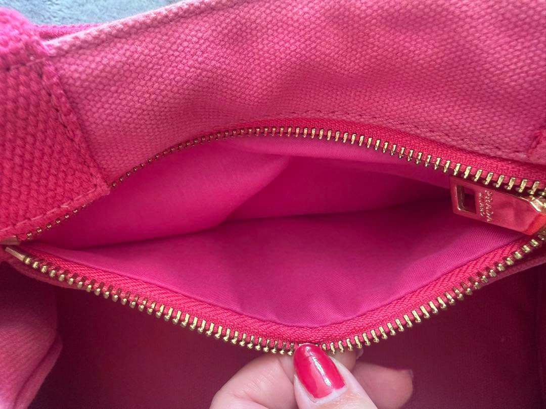 PRADA ピンク ハンドバッグ キャンバス