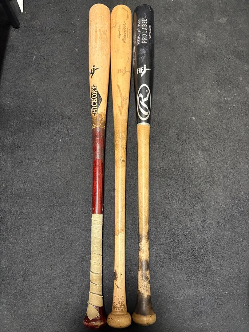 硬式野球用木製バット 3本セット