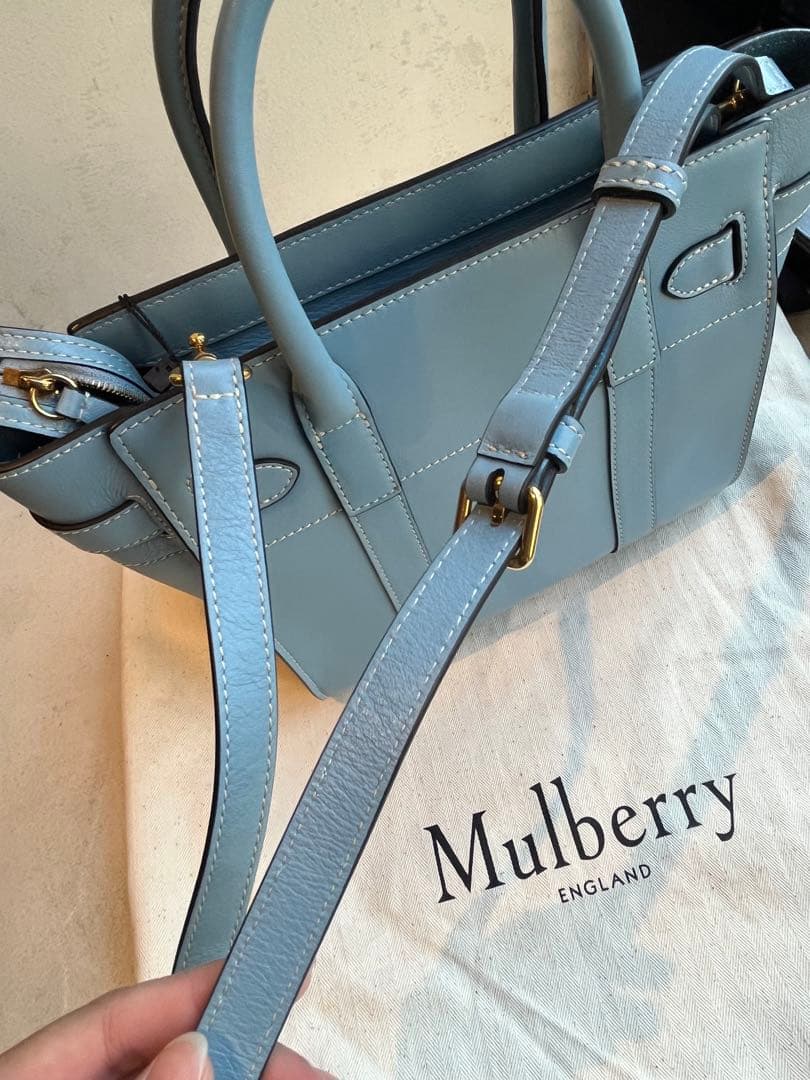 【新品未使用】マルベリー　ミニ ジップド ベイズウォーター　ポプリンブルー