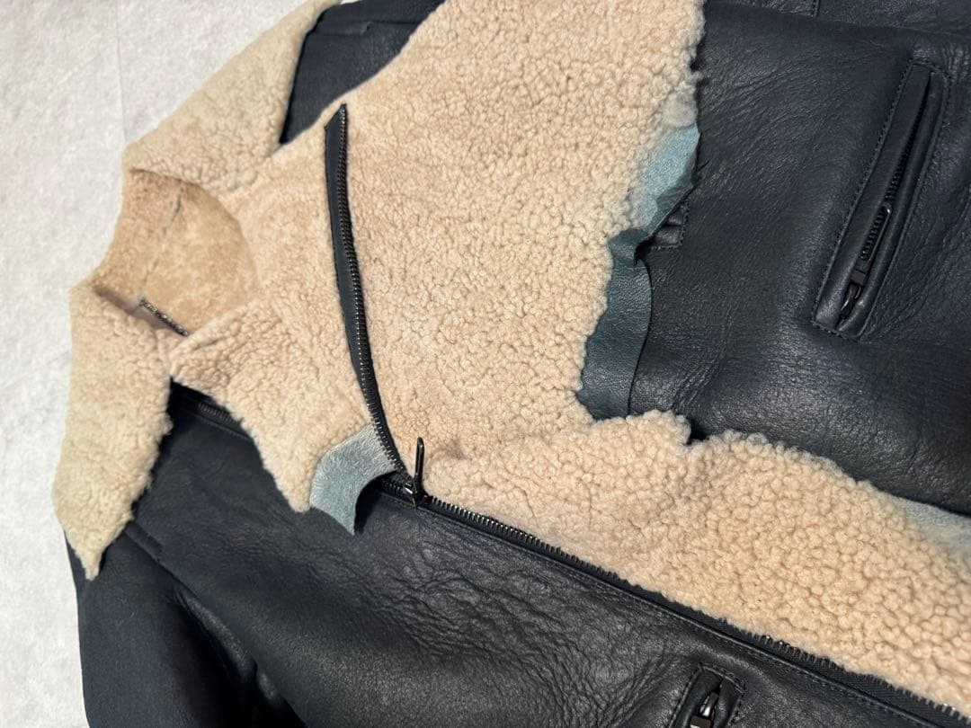 GalaabenD リアルムートン ライダースジャケット