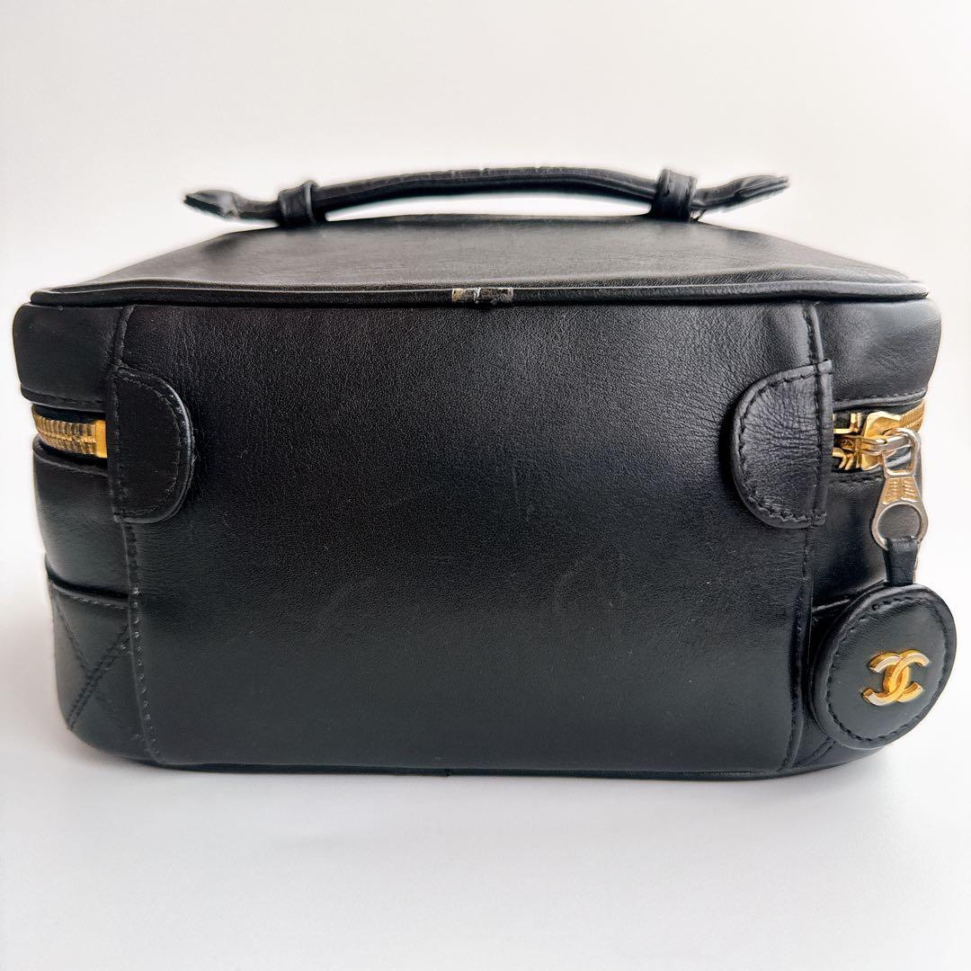 シャネル バニティ ハンド バッグ ポーチ ラムスキン マトラッセ ビコローレ