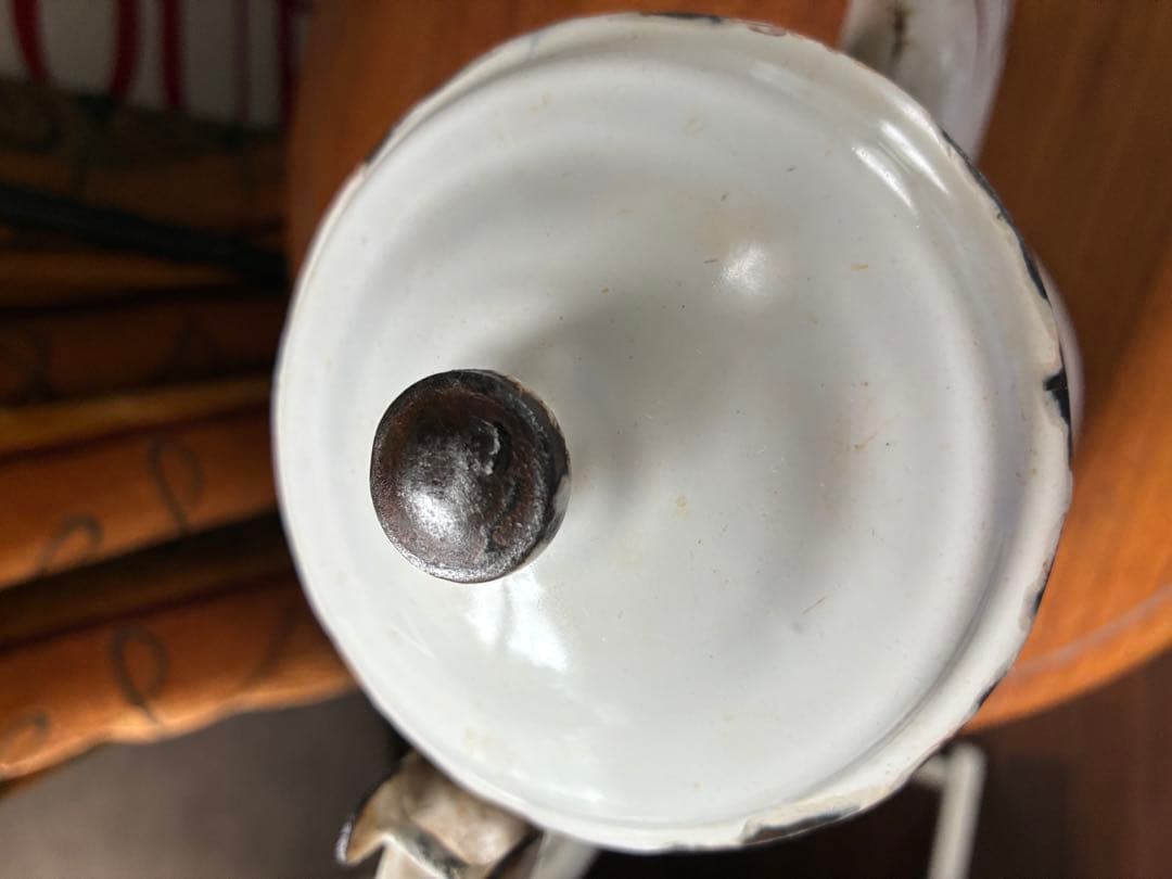 フランス　アンティーク　手描き　ホーロー　コーヒー　ポット　JAPY すみれ