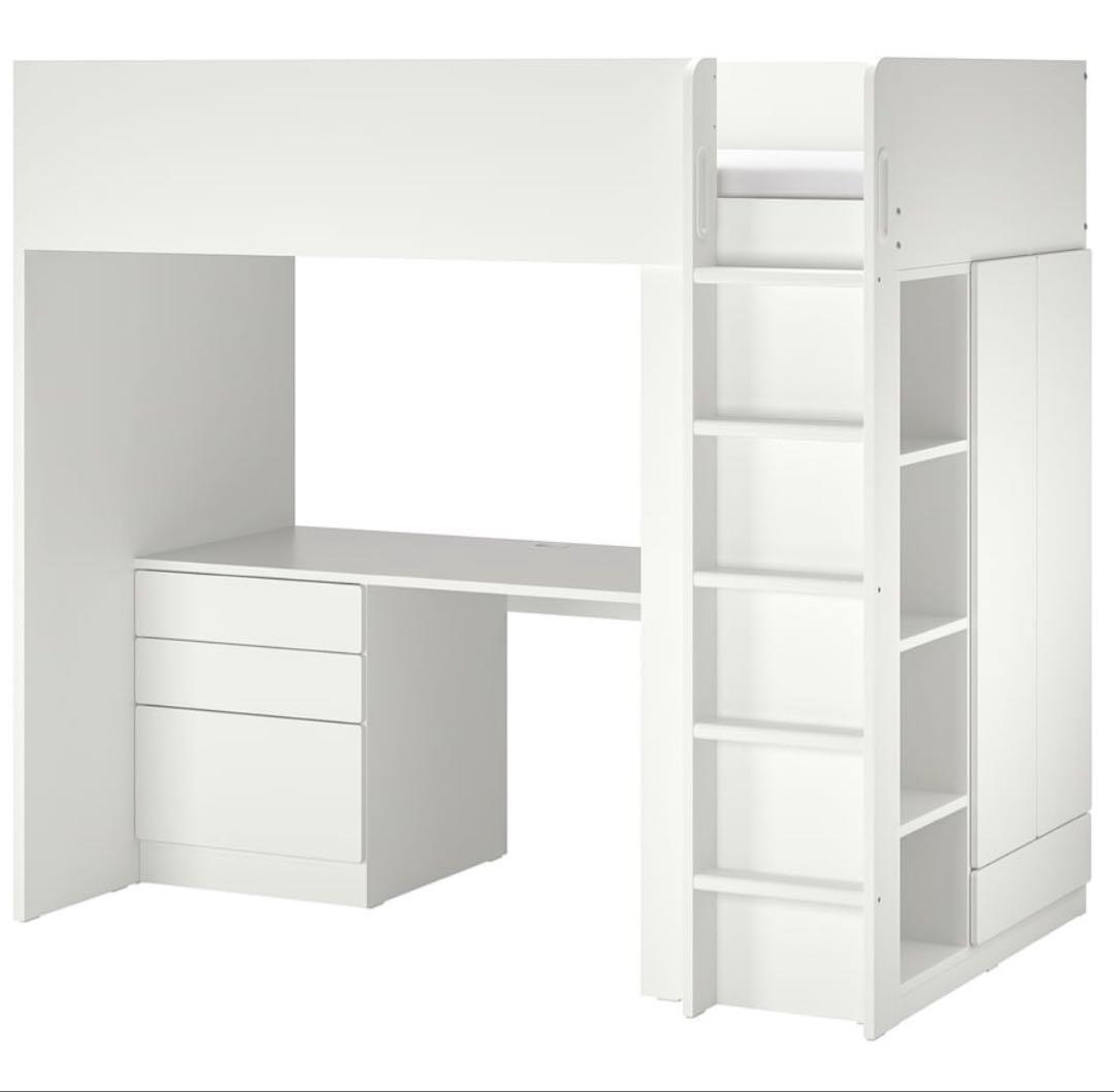IKEA SMÅSTAD ロフトベッド 引出付きデスク　専用椅子と電気付