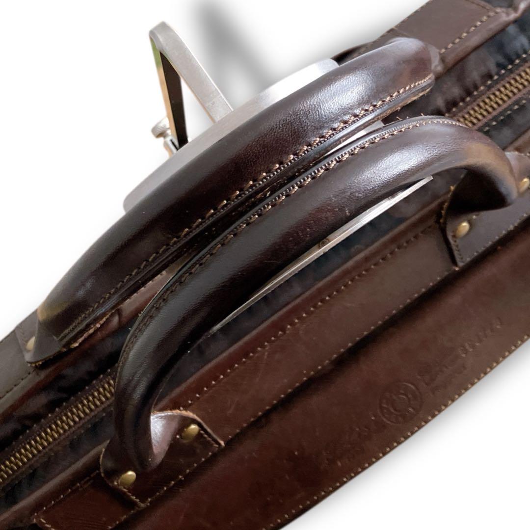 フェリージ イタリア製 A4収納可 カモフラ柄 ブリーフケース ブラウン