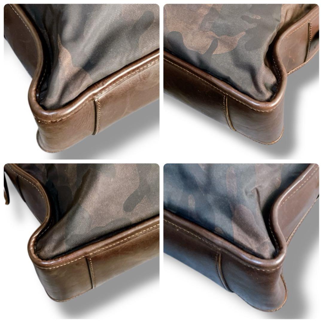 フェリージ イタリア製 A4収納可 カモフラ柄 ブリーフケース ブラウン