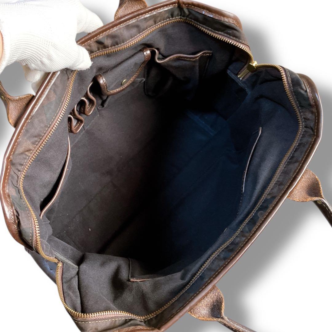 フェリージ イタリア製 A4収納可 カモフラ柄 ブリーフケース ブラウン