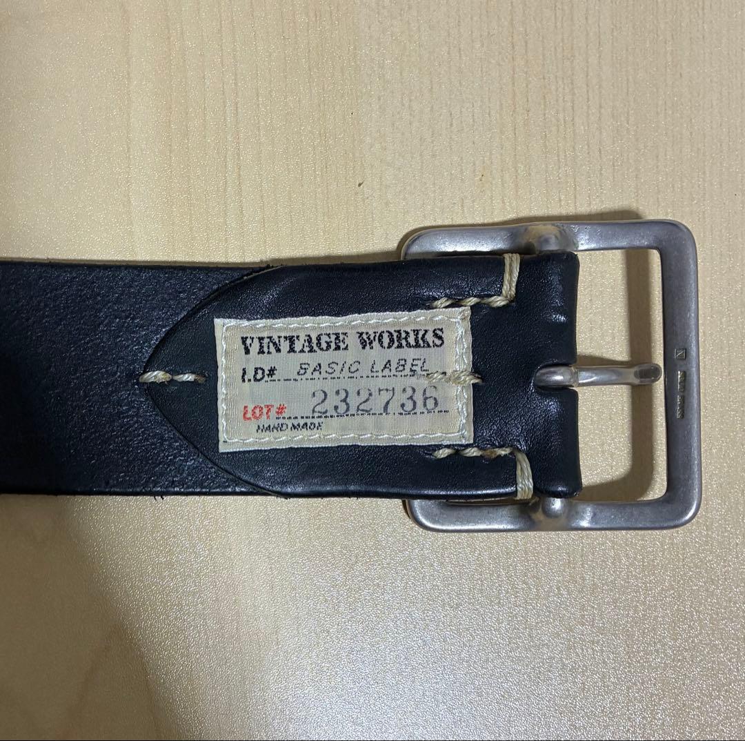 Vintage Works DH5676スタッズ付レザーベルトダークブルー