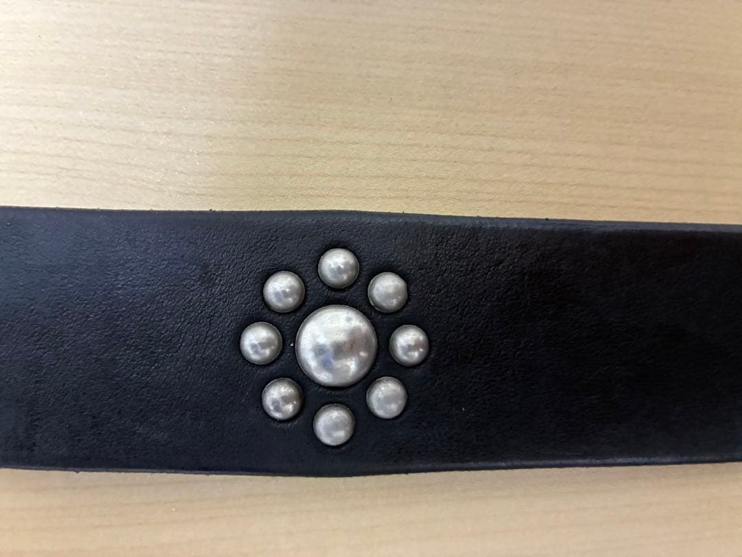 Vintage Works DH5676スタッズ付レザーベルトダークブルー