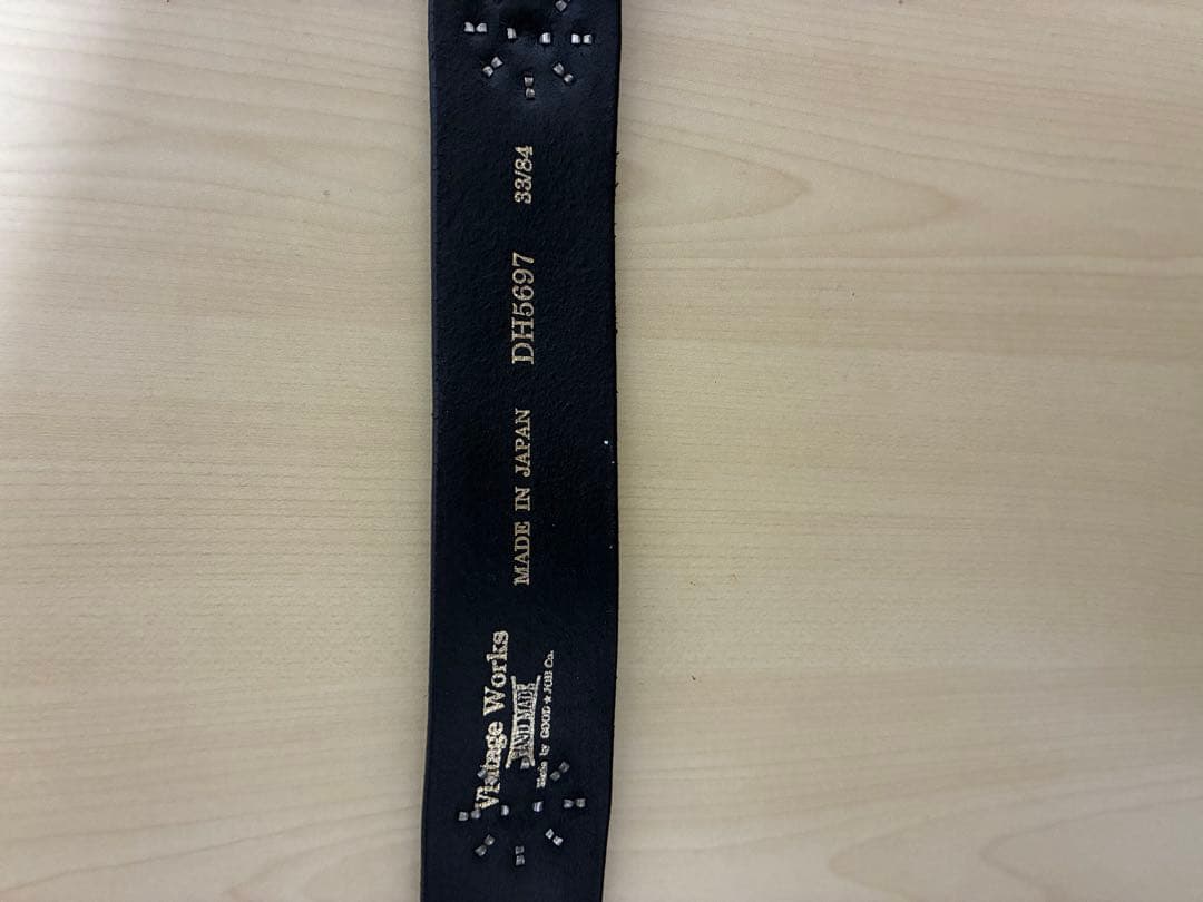 Vintage Works DH5676スタッズ付レザーベルトダークブルー