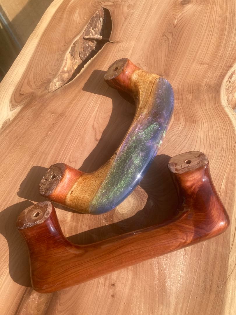 木製アシストグリップ　レジン仕上げ　200系ハイエースAピラー用