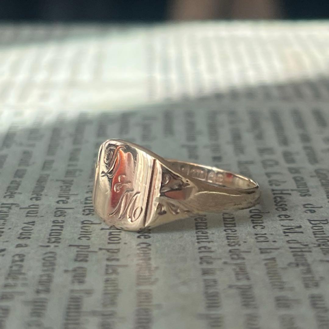 英国　イギリス　ヴィンテージ　9金　9k シグネットリング