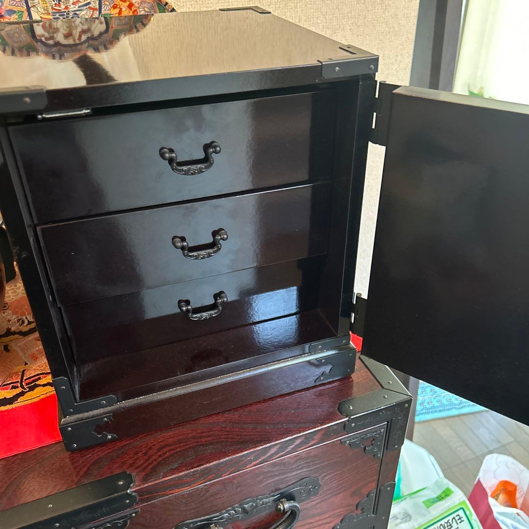 仙台箪笥風、木製引き出し3段、