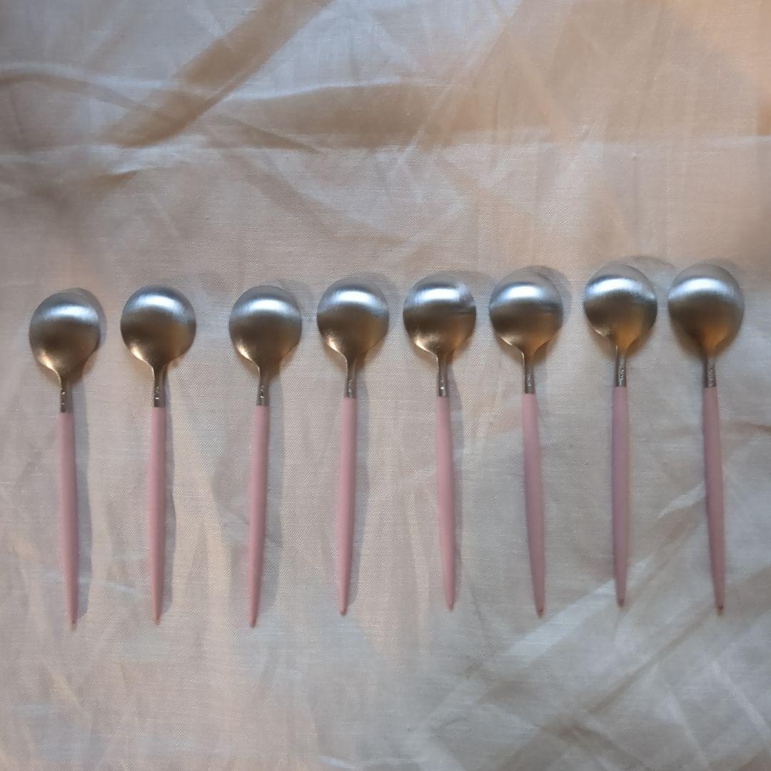 新品　クチポール　ティースプーン　8本セット　ピンク×シルバー