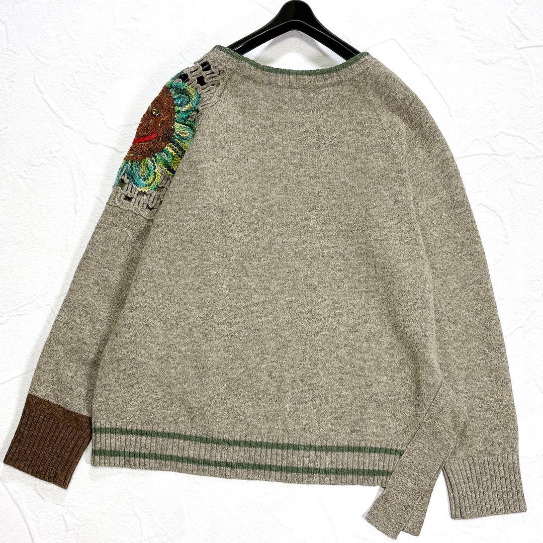 ✨美品✨アルベロベロ　ニット　かぎ針編み　ぶたさん　ビーズ　変形　アシンメトリー