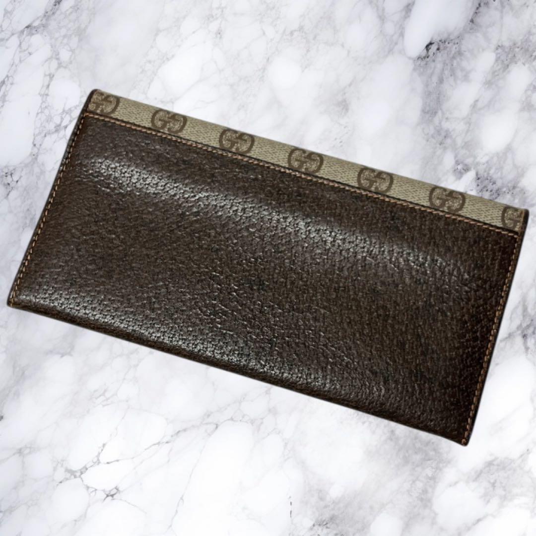 オールドグッチ GUCCI ヴィンテージ 長財布 GGスプリーム PVC×レザー