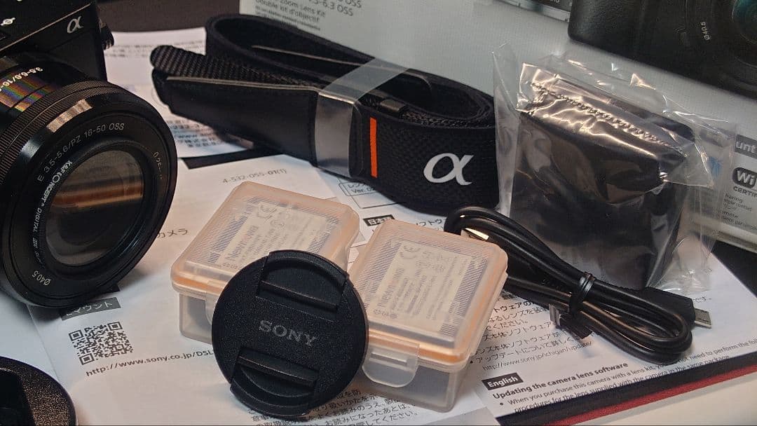 Sony α6000 ダブルズームレンズキット 純正マイク、128GBメモリ