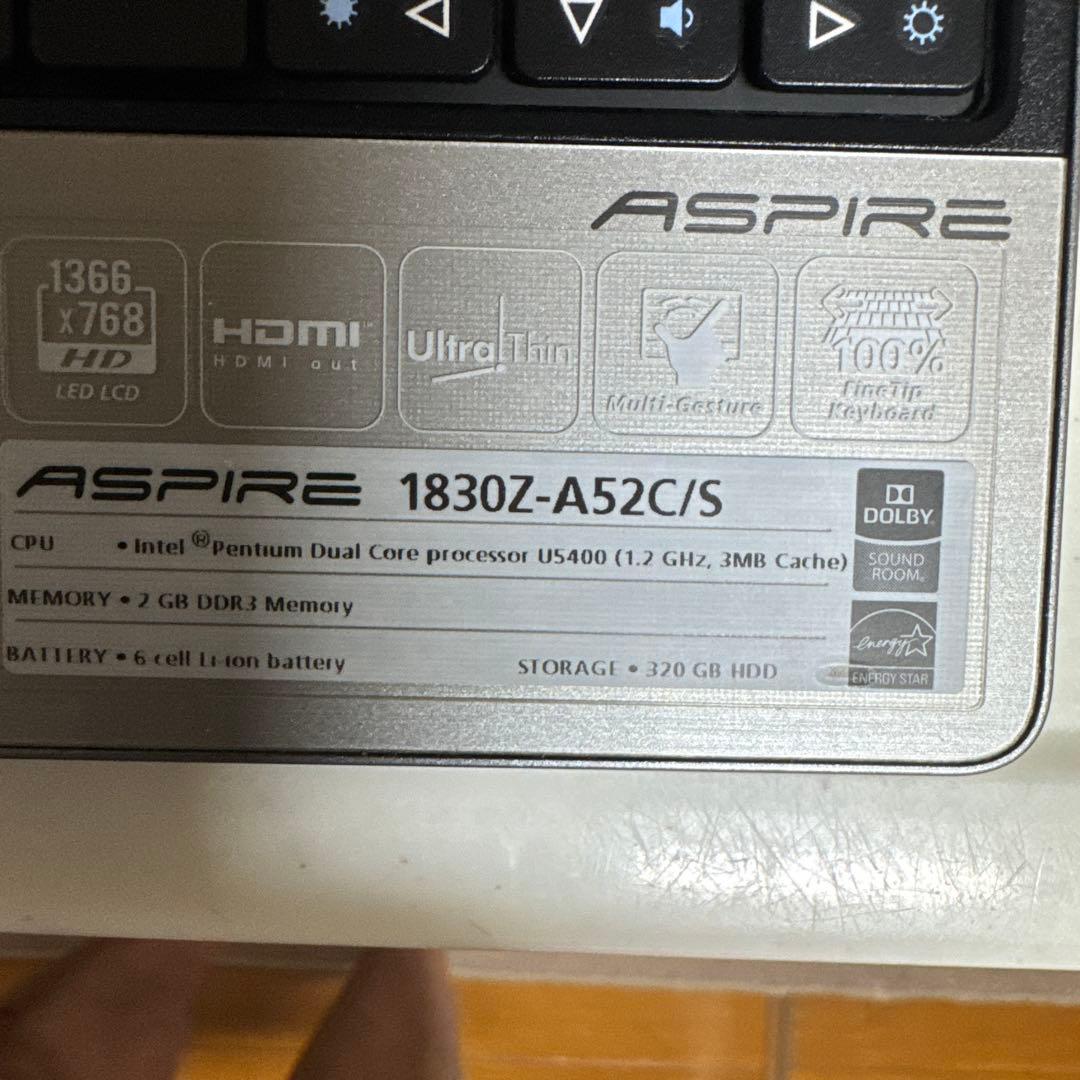 Acer Aspire 1830Z-A52C/S ノートパソコン