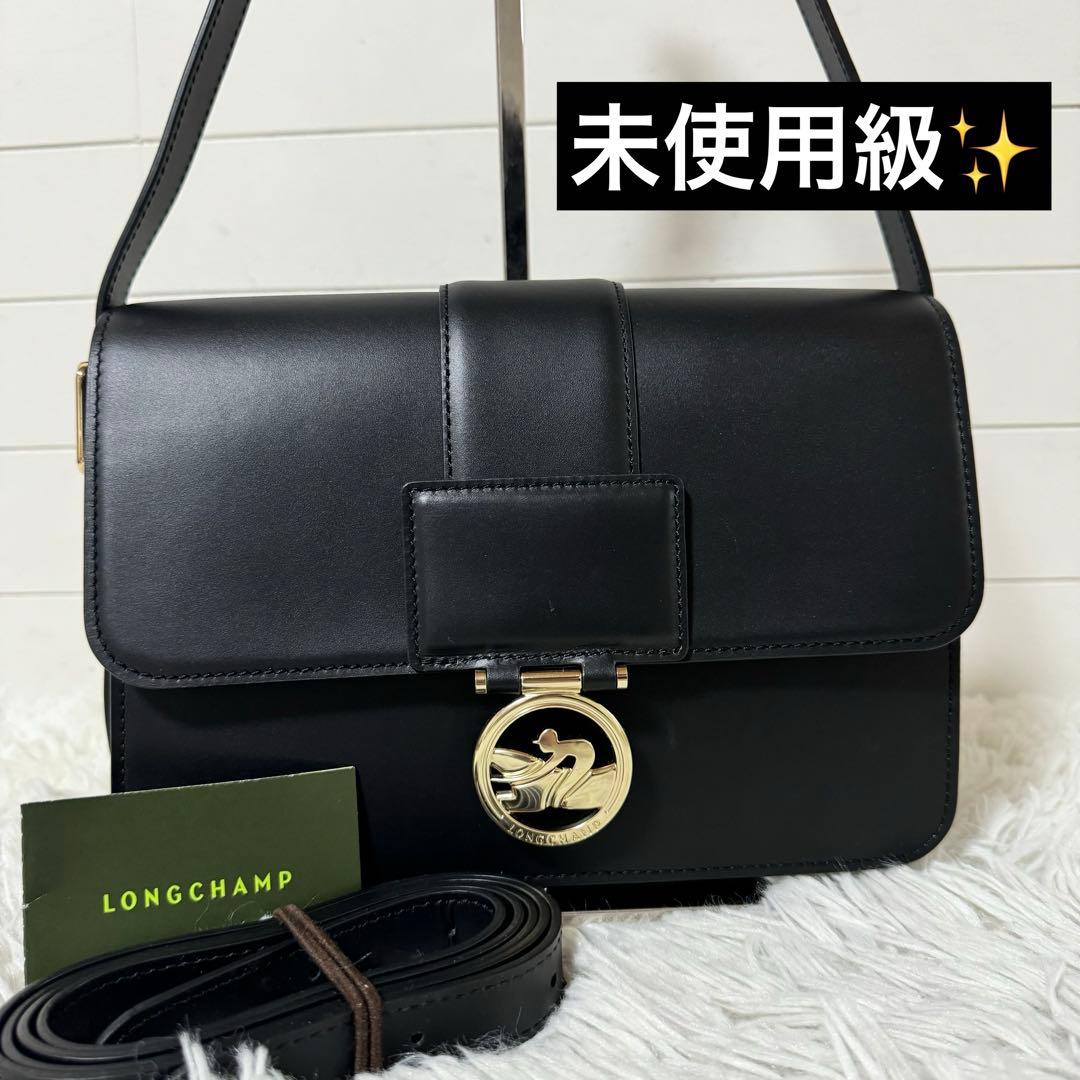 未使用級✨Longchamp ロンシャン ボックストロット　ブラック　レザー
