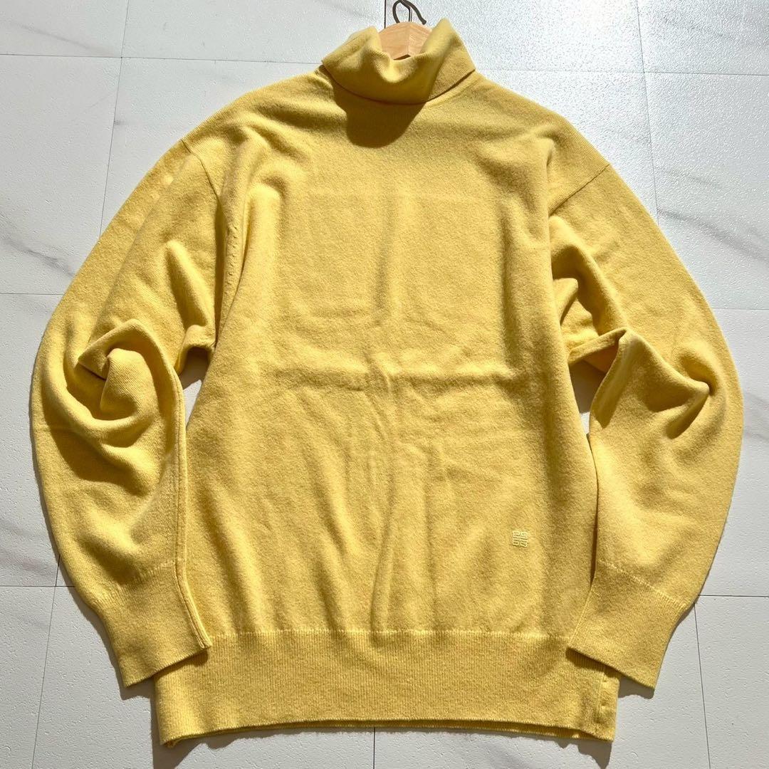 【希少】ジバンシー 4Gロゴ カシミヤ100% タートルネックニット イエロー