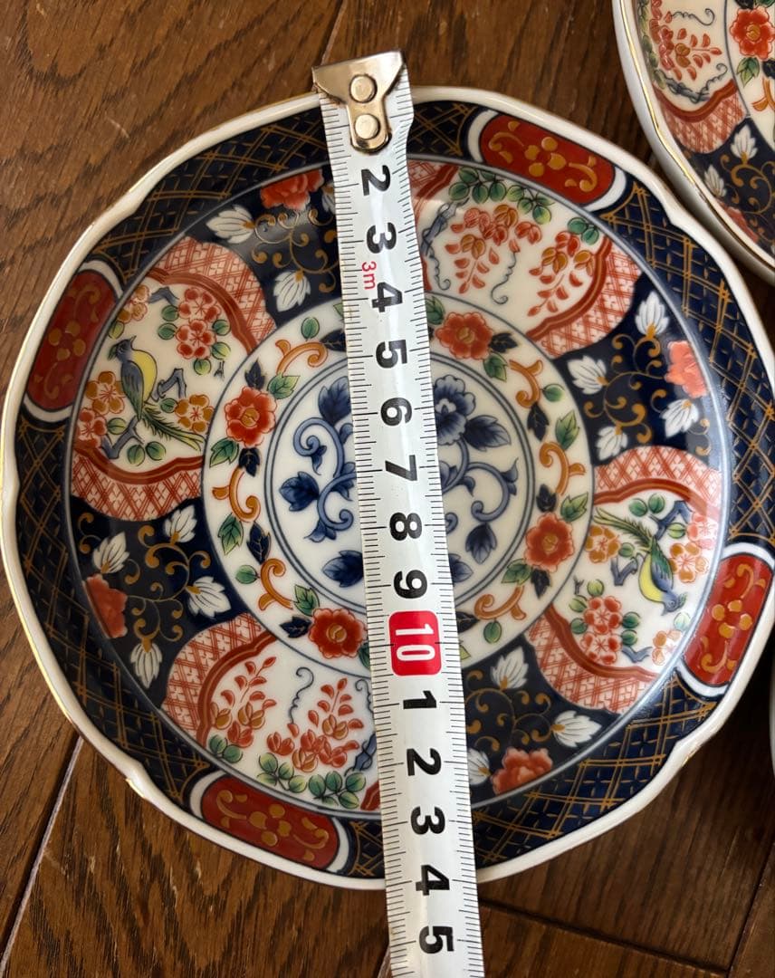 有田焼　第一陶器　染錦花鳥　銘々皿　8枚セット　金彩　古伊万里　輪花皿　和食器