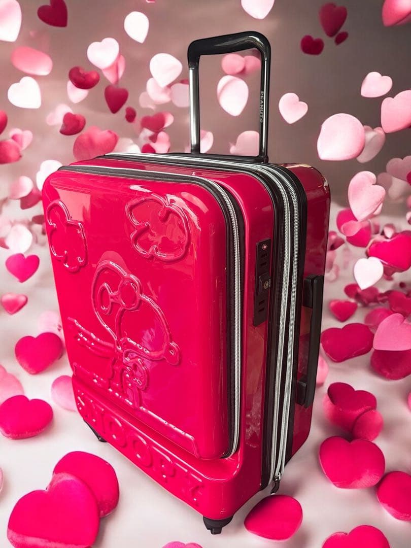 スヌーピー　キャリーケース　スーツケース　前面ポケット　Ｗファスナ　３６０度回転