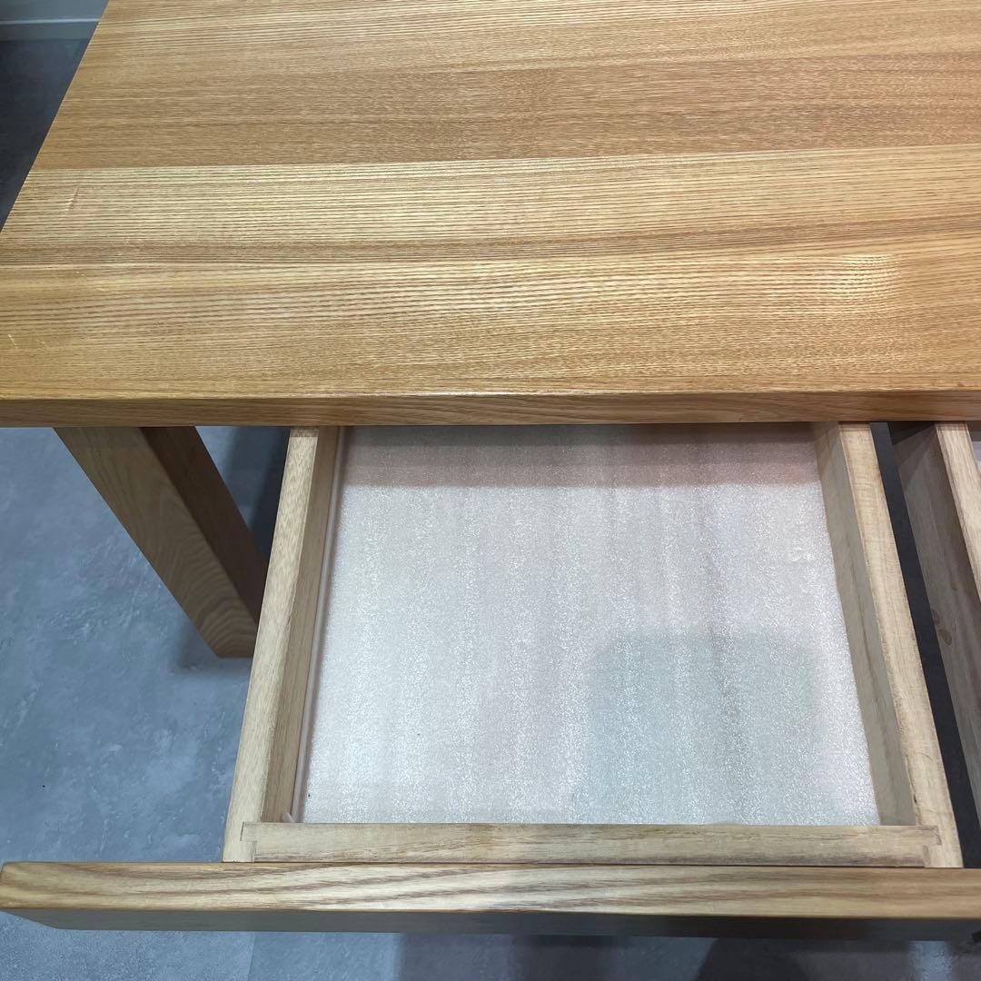 無印 木製 タモ材 ローテーブル 座卓 引き出し付き 60×90㎝ 廃番品 美品