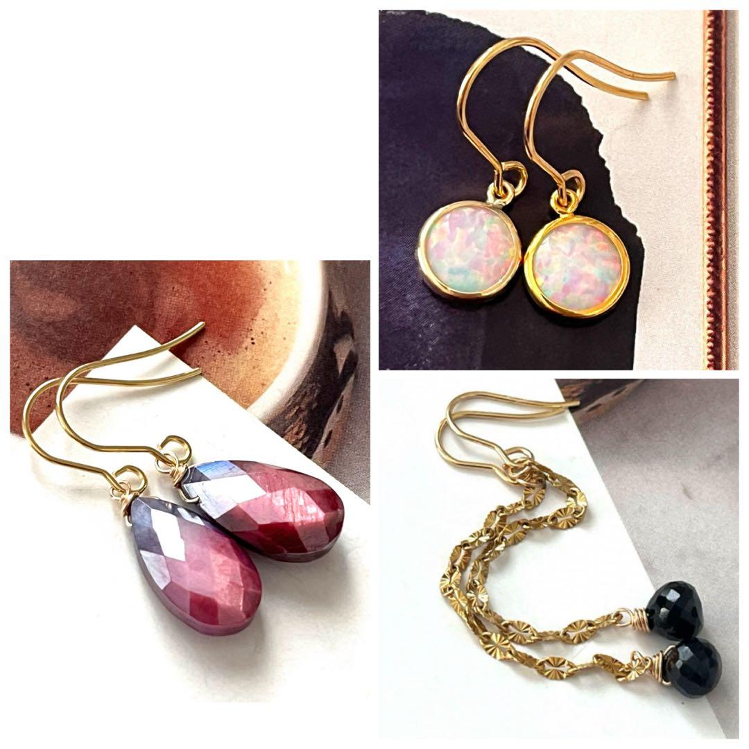 Myosotis☺︎ 1点作品☺︎ バイカラームーンストーンフープイヤリング