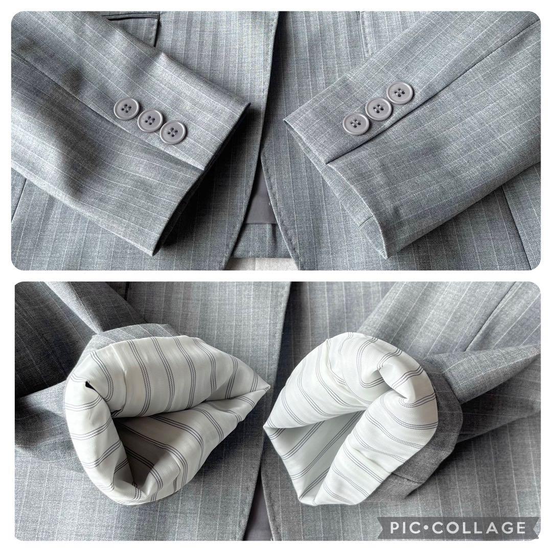 【美品】iCB complete ストライプ パンツスーツ セットアップ グレー