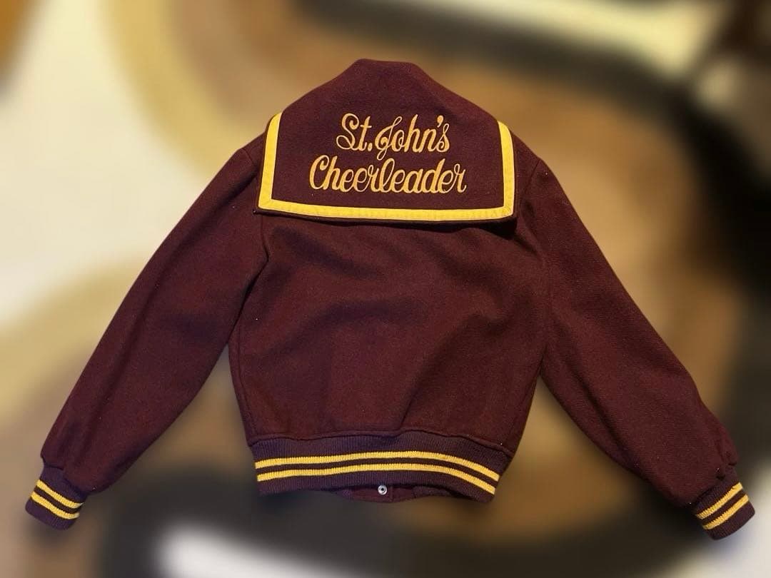 美品　ヴィンテージ 70’s セーラー襟 スタジャン エンジ　ワインレッド 古着