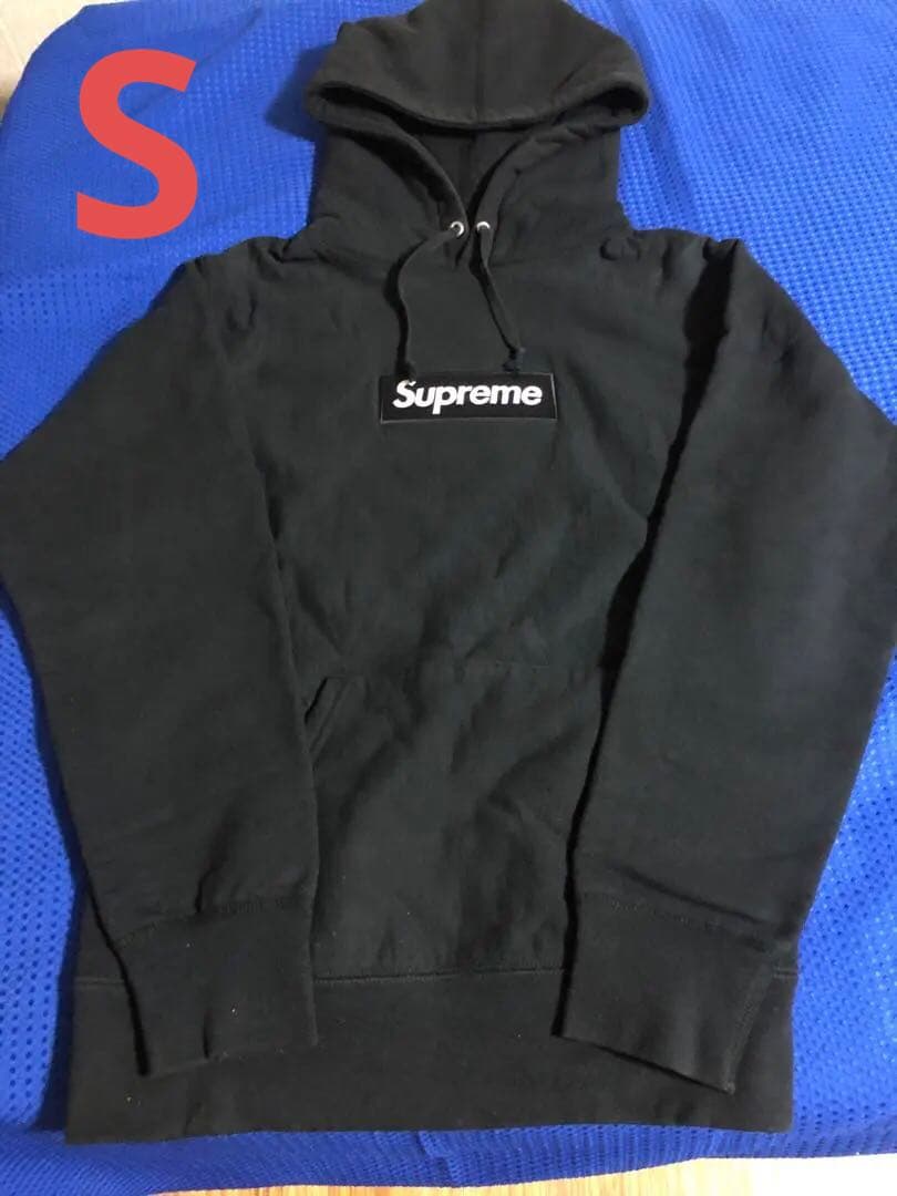 美品【S】Supreme box logo hoodyブラック フード付パーカー
