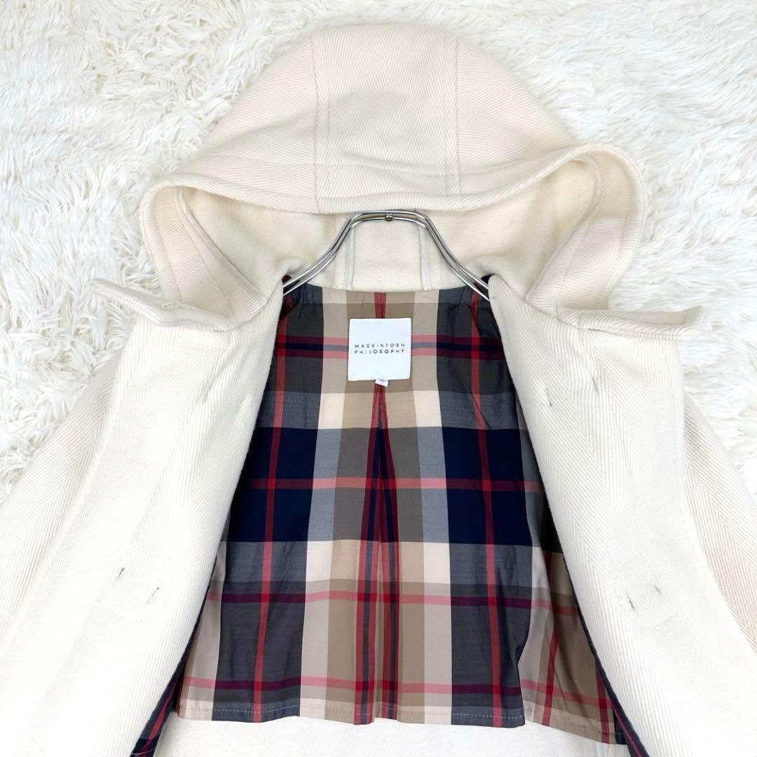 MACKINTOSH　ヘリンボーンダッフルコート　ロング丈　フード付き　チェック