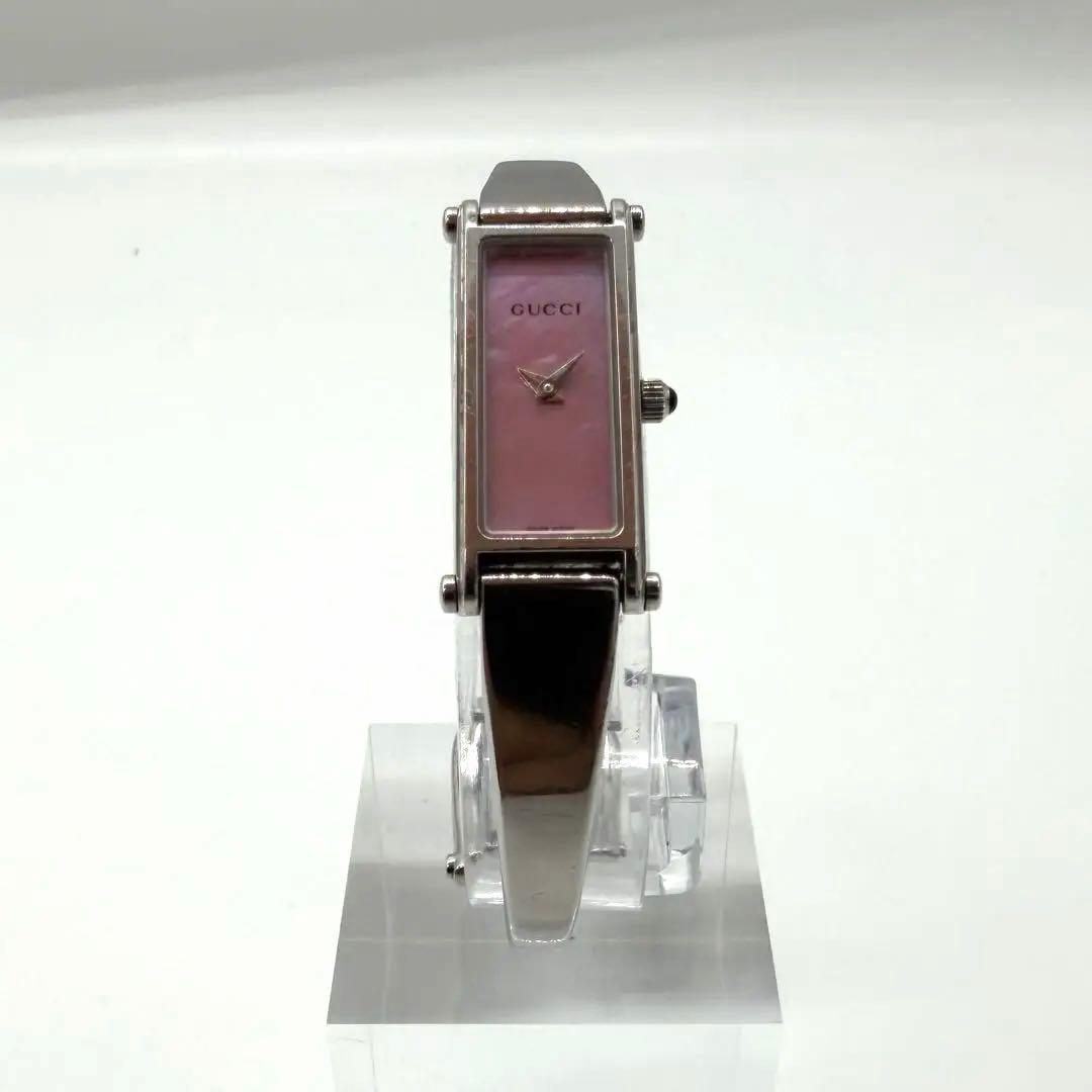 稼働/新品電池✨グッチ 1500L シェル文字盤 バングルウォッチ クォーツ
