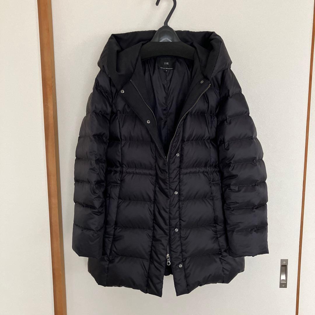 23区 シレータフタ　フード付きダウンジャケット サイズ34 ネイビー