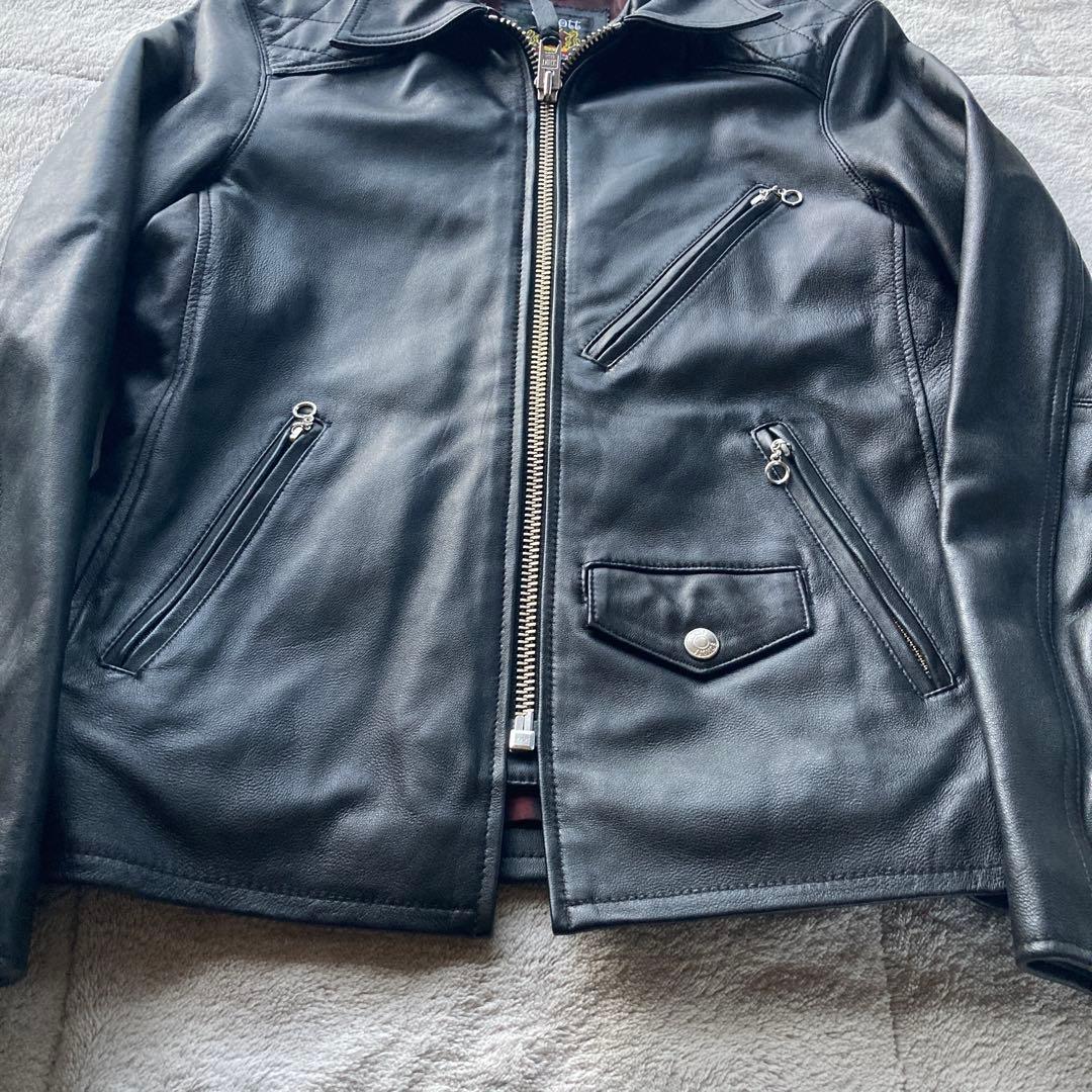 希少・極美品　ショット　羊革　パデッドトラッカージャケット シングルライダース