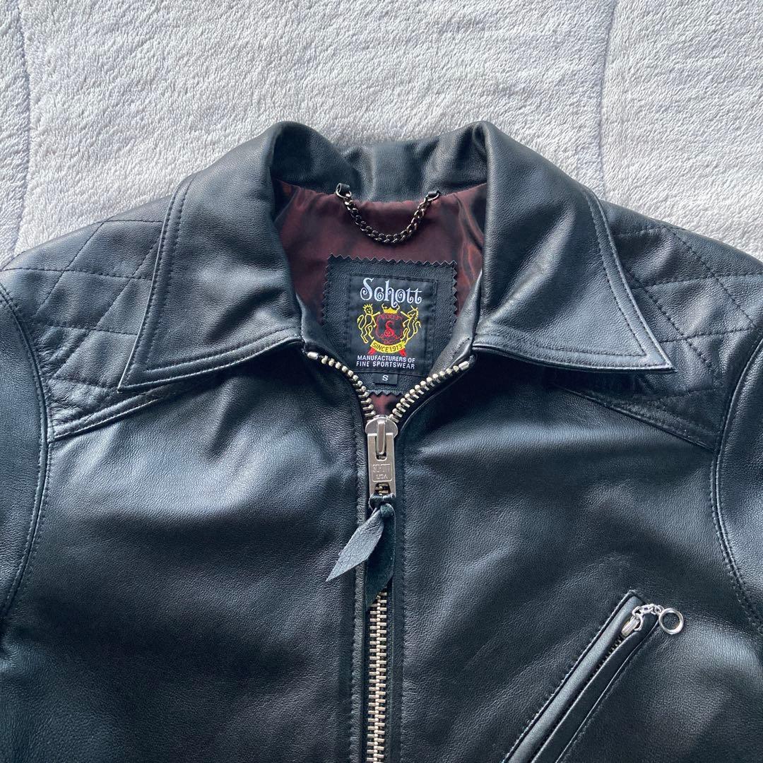 希少・極美品　ショット　羊革　パデッドトラッカージャケット シングルライダース