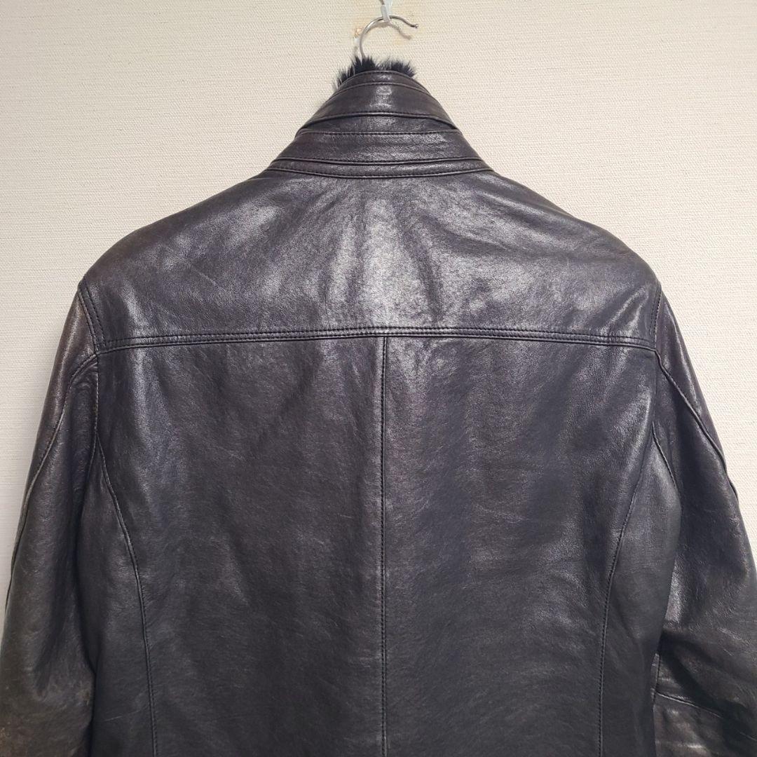 バーバリーブラックレーベル レザー ライダースジャケット スタンドカラー ファー