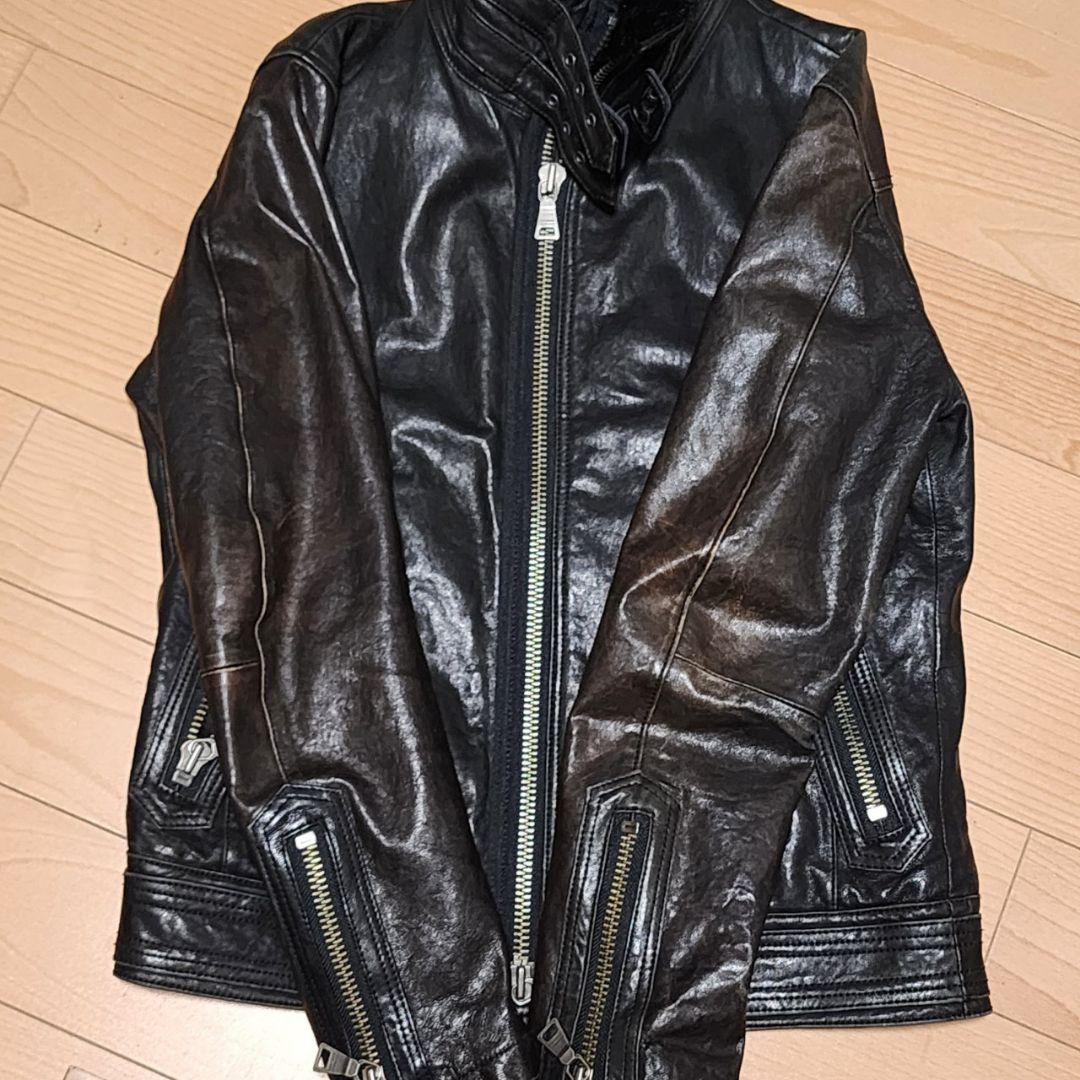 バーバリーブラックレーベル レザー ライダースジャケット スタンドカラー ファー