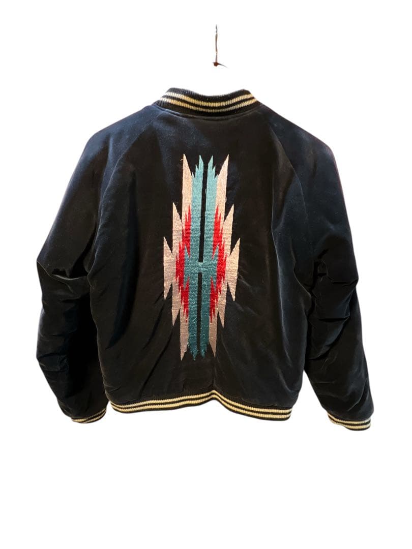 【希少】テーラー東洋×BEAMS ベロア スカジャン 黒×ゴールド ネイティブ柄