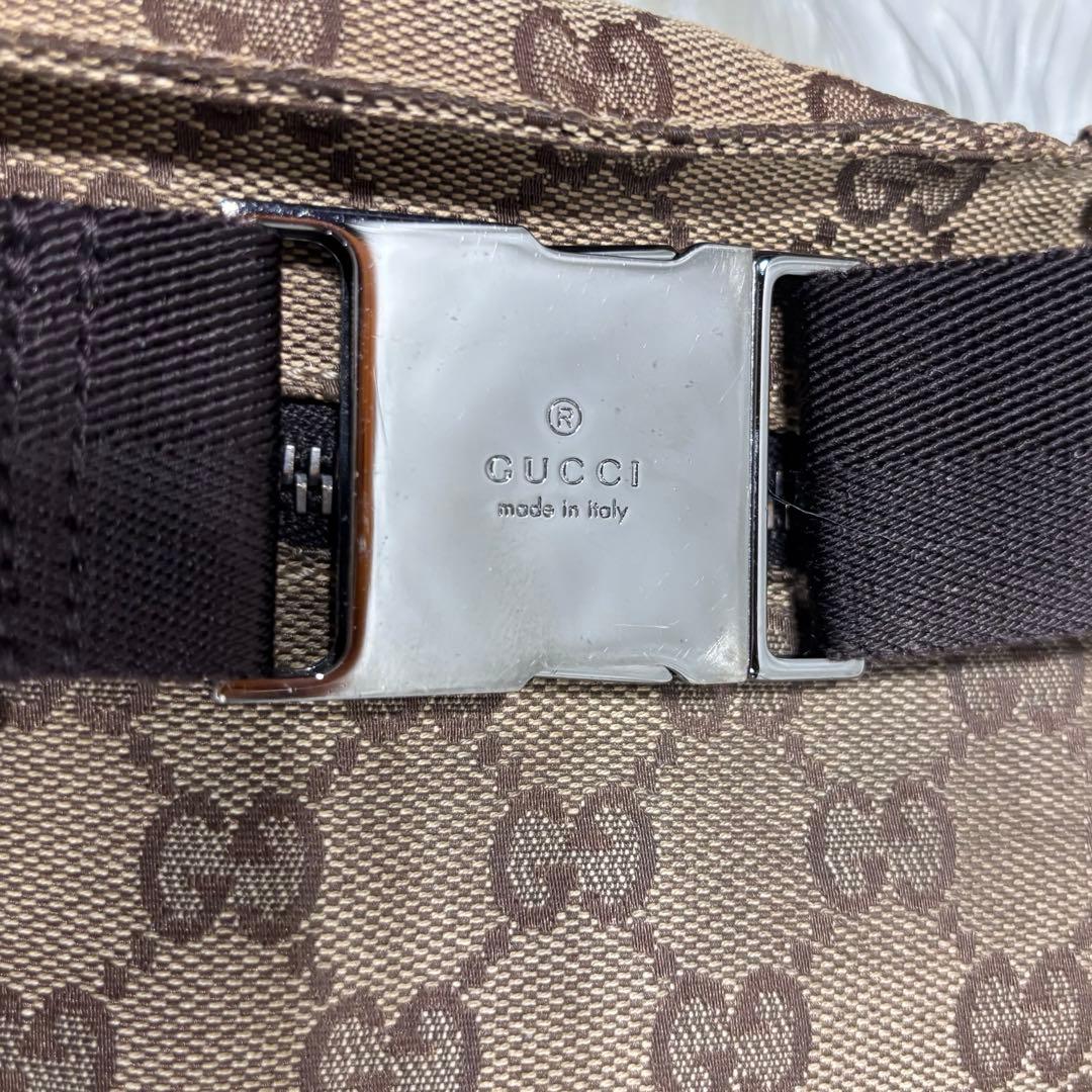 良品✨グッチ GGパターン ボディバッグ キャンバス レザー ブラウン