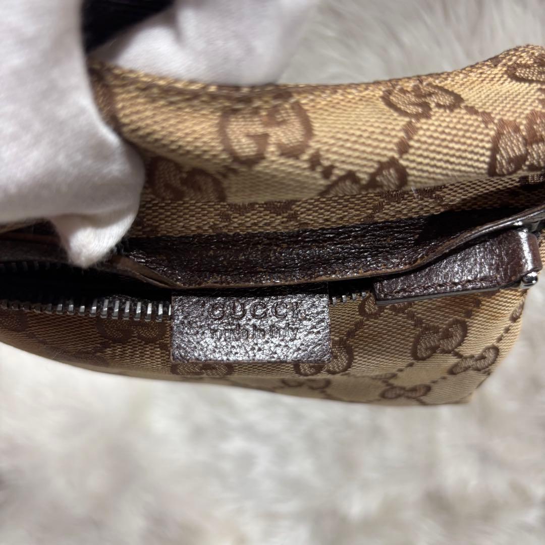良品✨グッチ GGパターン ボディバッグ キャンバス レザー ブラウン