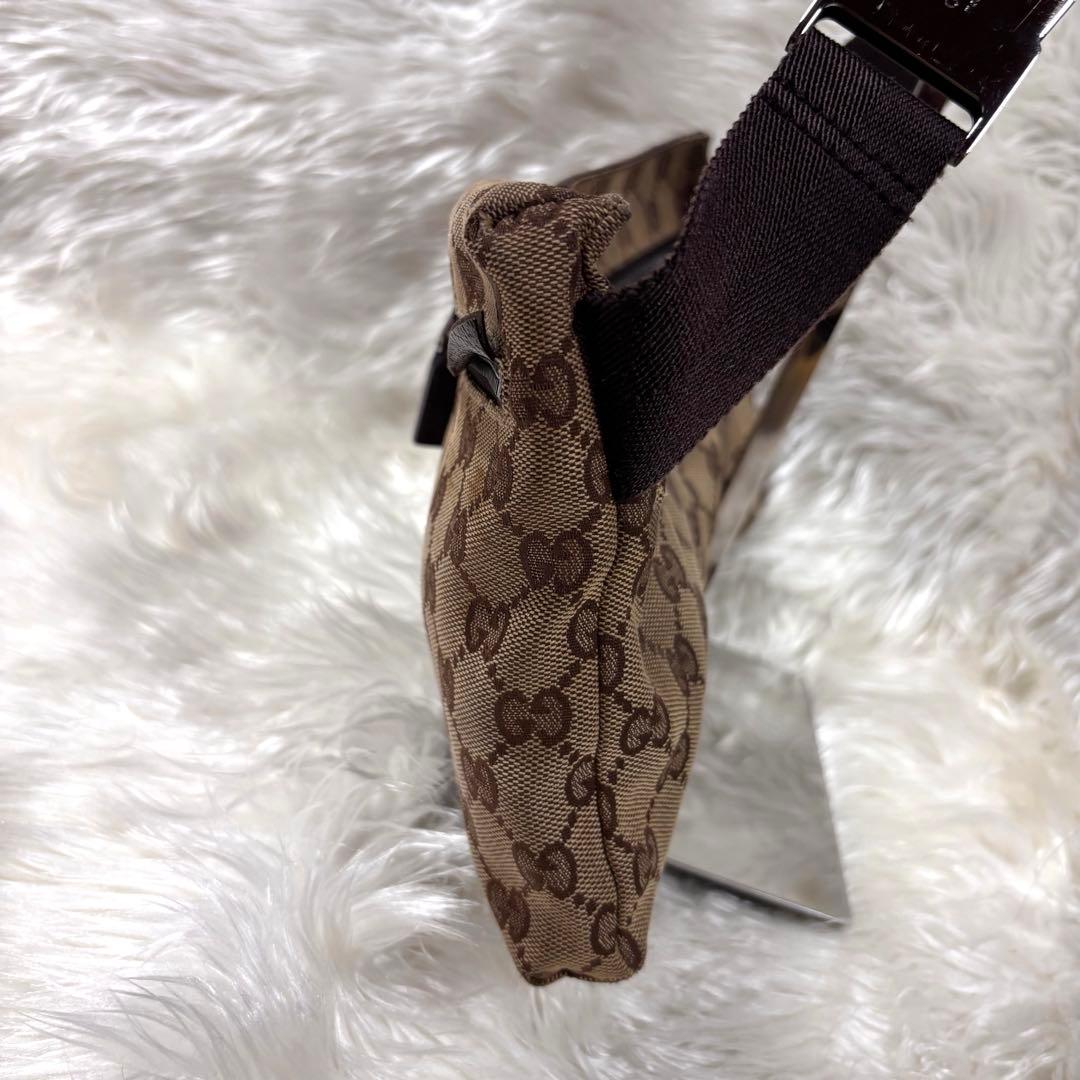 良品✨グッチ GGパターン ボディバッグ キャンバス レザー ブラウン