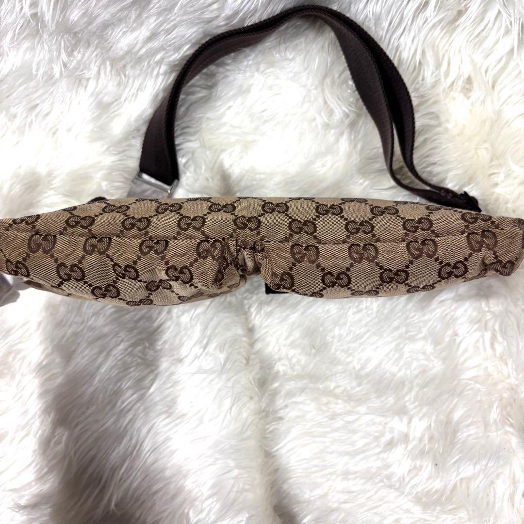 良品✨グッチ GGパターン ボディバッグ キャンバス レザー ブラウン