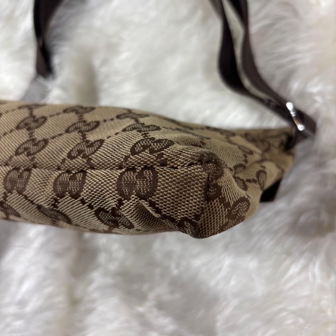 良品✨グッチ GGパターン ボディバッグ キャンバス レザー ブラウン