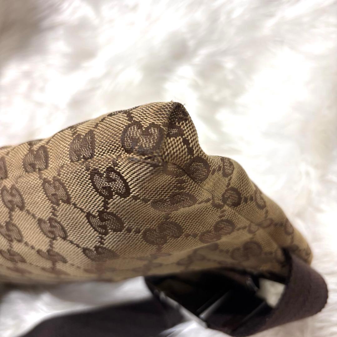 良品✨グッチ GGパターン ボディバッグ キャンバス レザー ブラウン