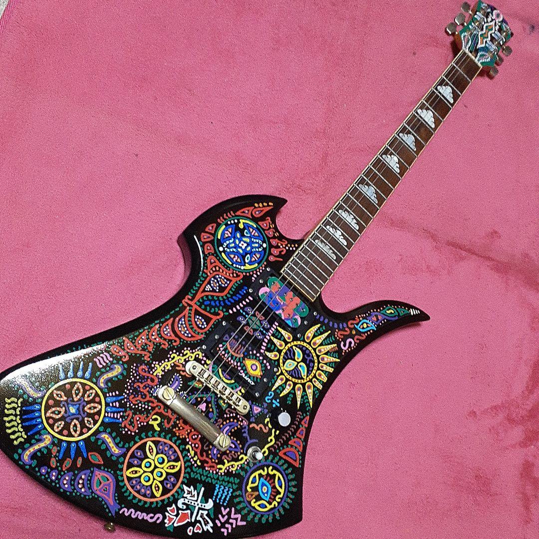 【良・美品】サイケペイント・hideモデル。モッキンバードエレキギター。