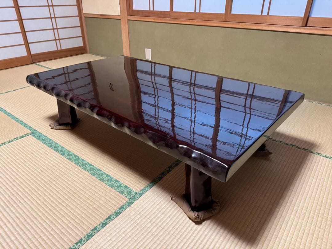 木製座卓 濃い茶色 1350-750-350